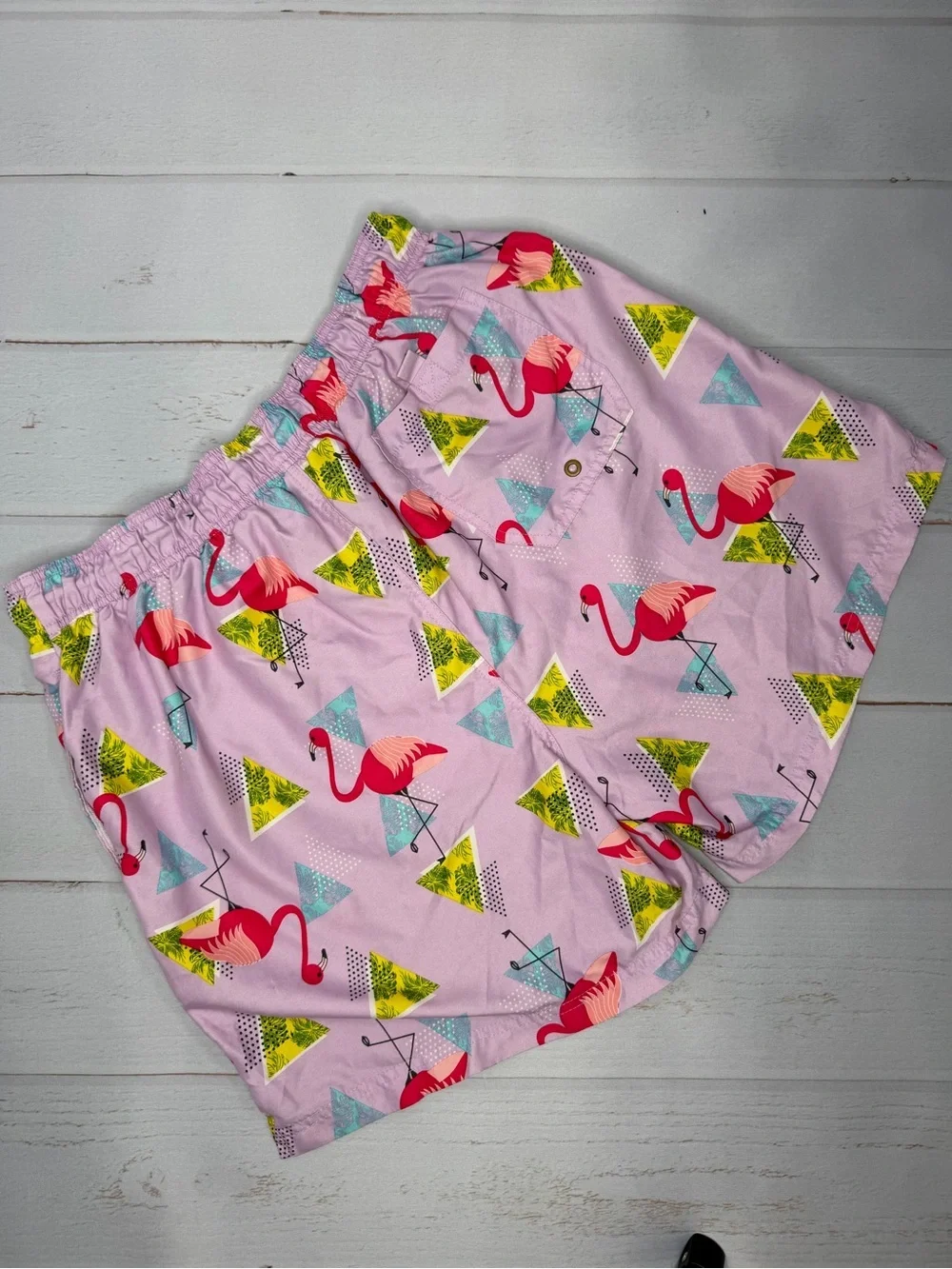 George Flamingo Swim Trunks Men's Size Large Purple Tropical Swim Shorts